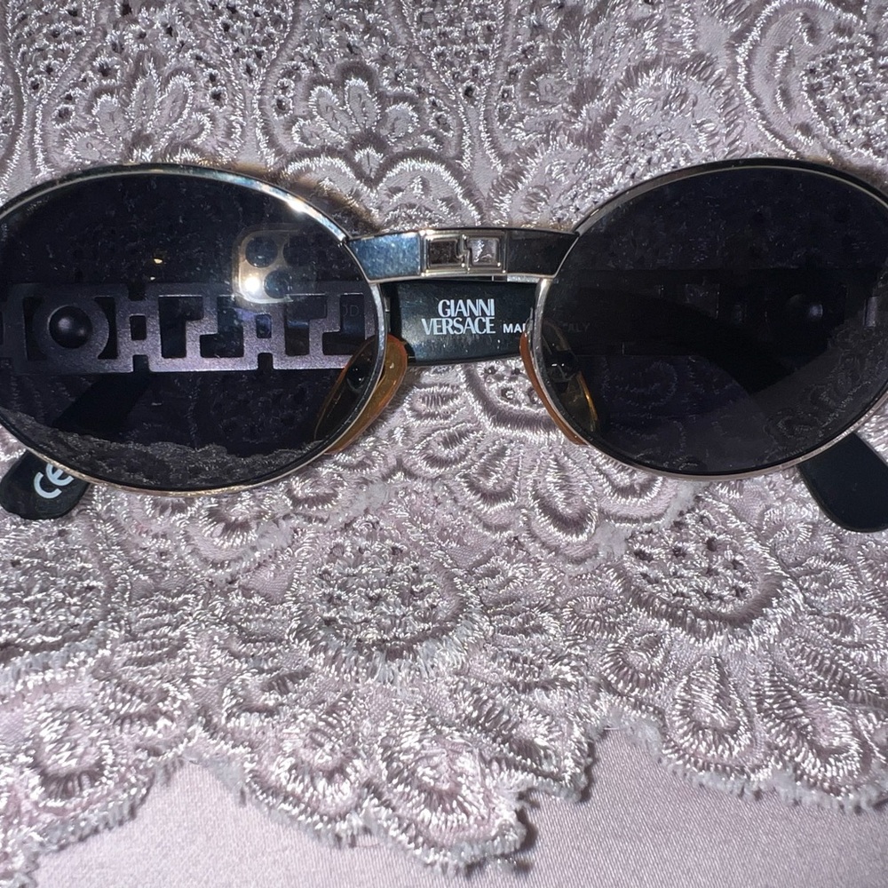 Versace Sunglasses Round Silver Metal Logo  made in Italy